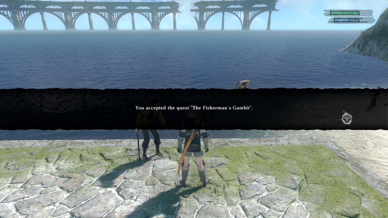 Young Nier accepting the Fisherman's gambit quest in Nier Replicant.