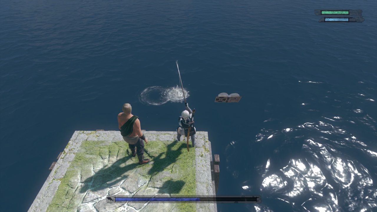 Young Nier fishing in Seafront in Nier Replicant.