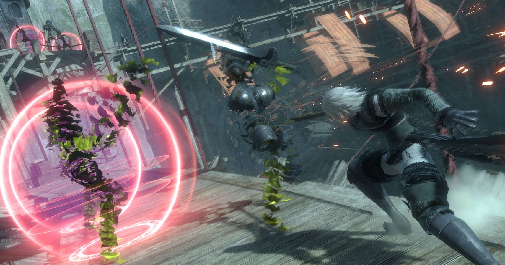 Brother Nier battling shades in Nier Replicant.