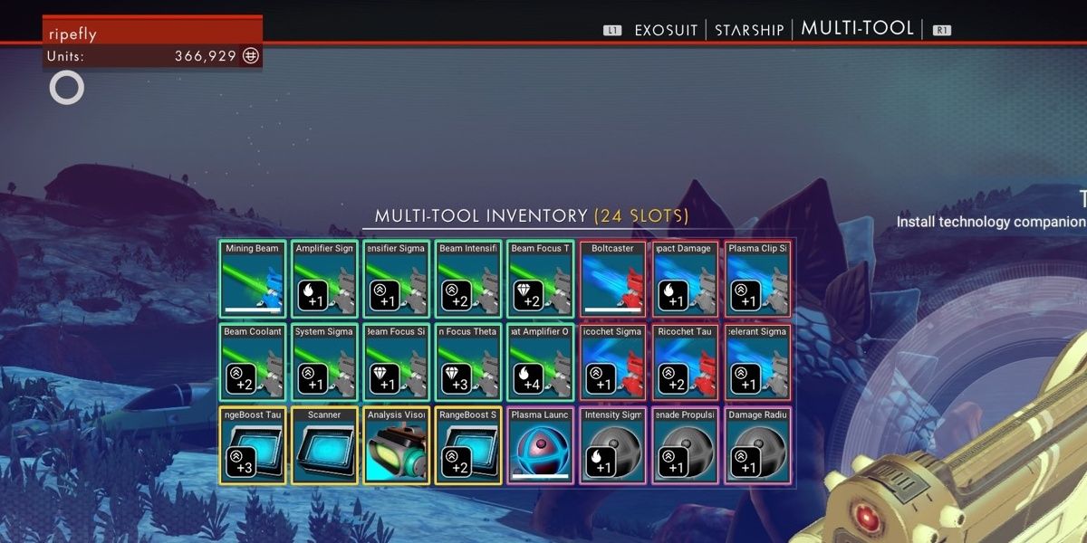 Multi tool's inventory slots no man's sky