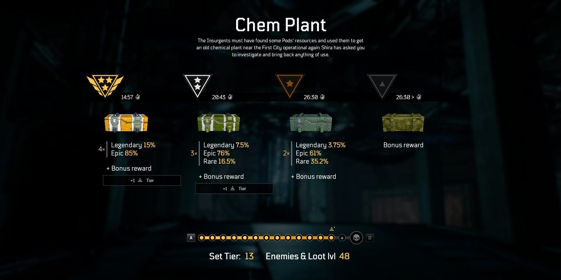 Outriders Chem Plant Expedition CT Menu