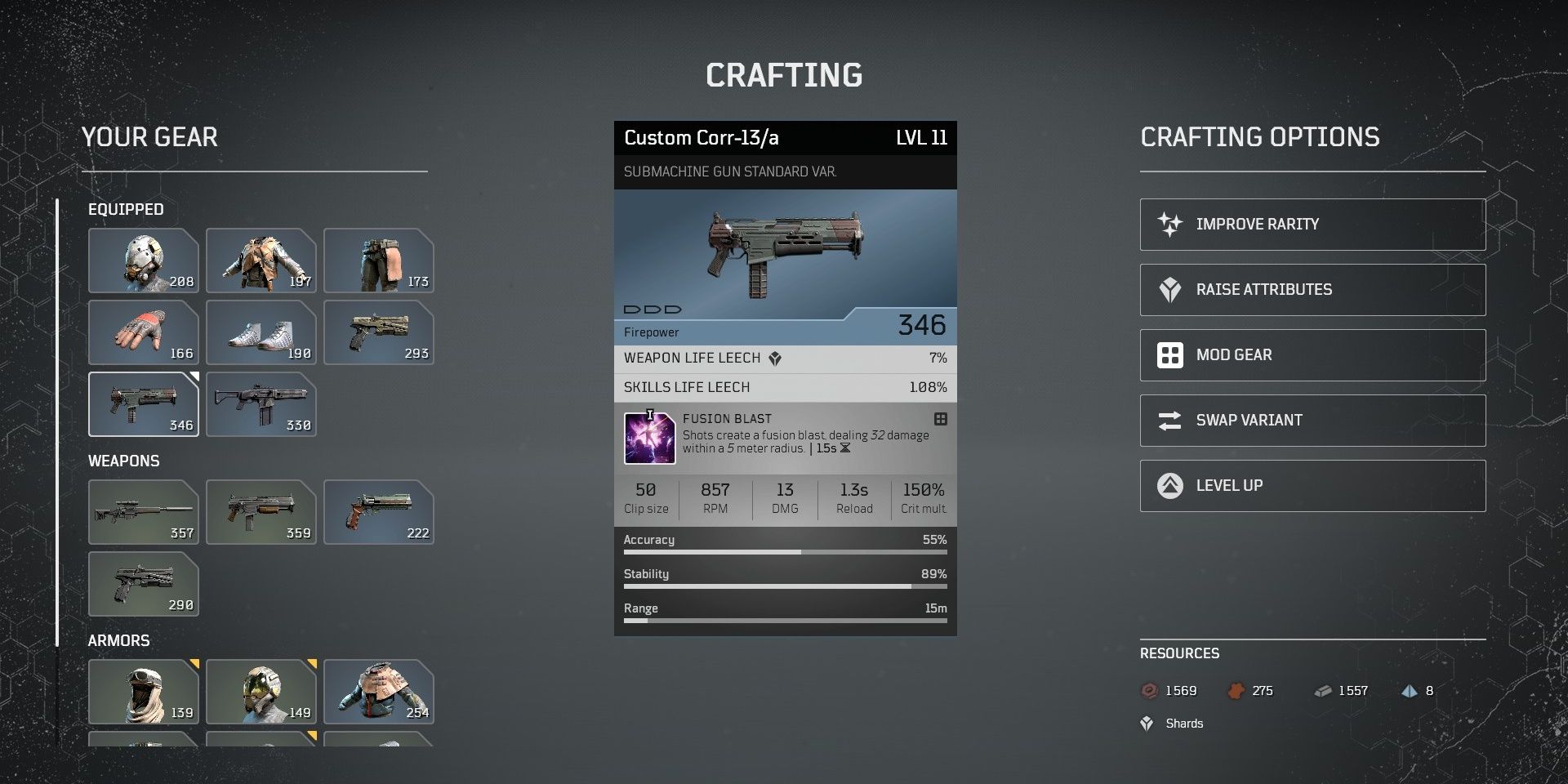 Outriders Crafting UI