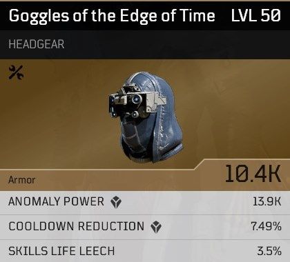 Outriders Edge of Time Helmet Attributes