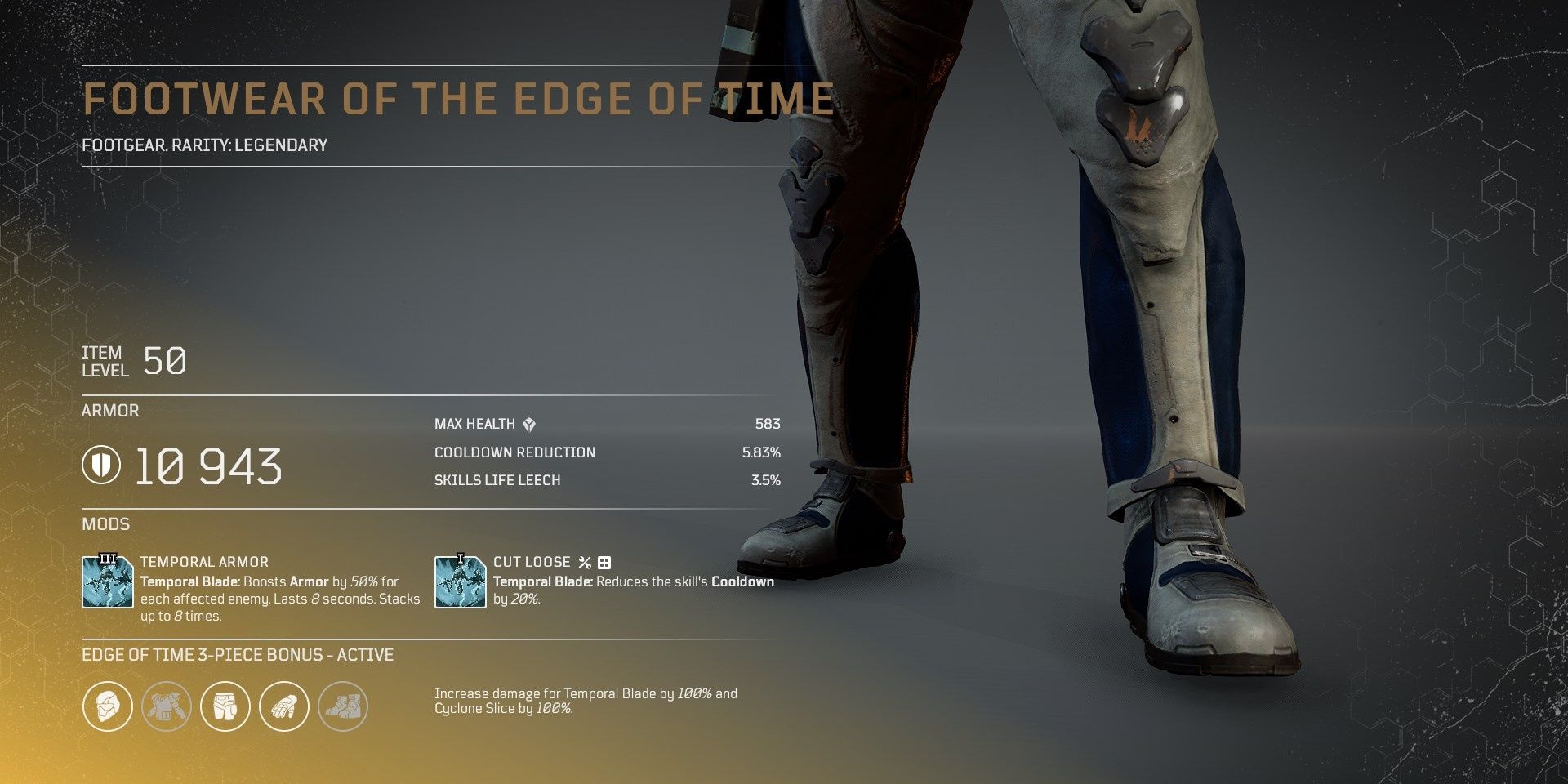 Outriders Edge of Time Legendary Boots