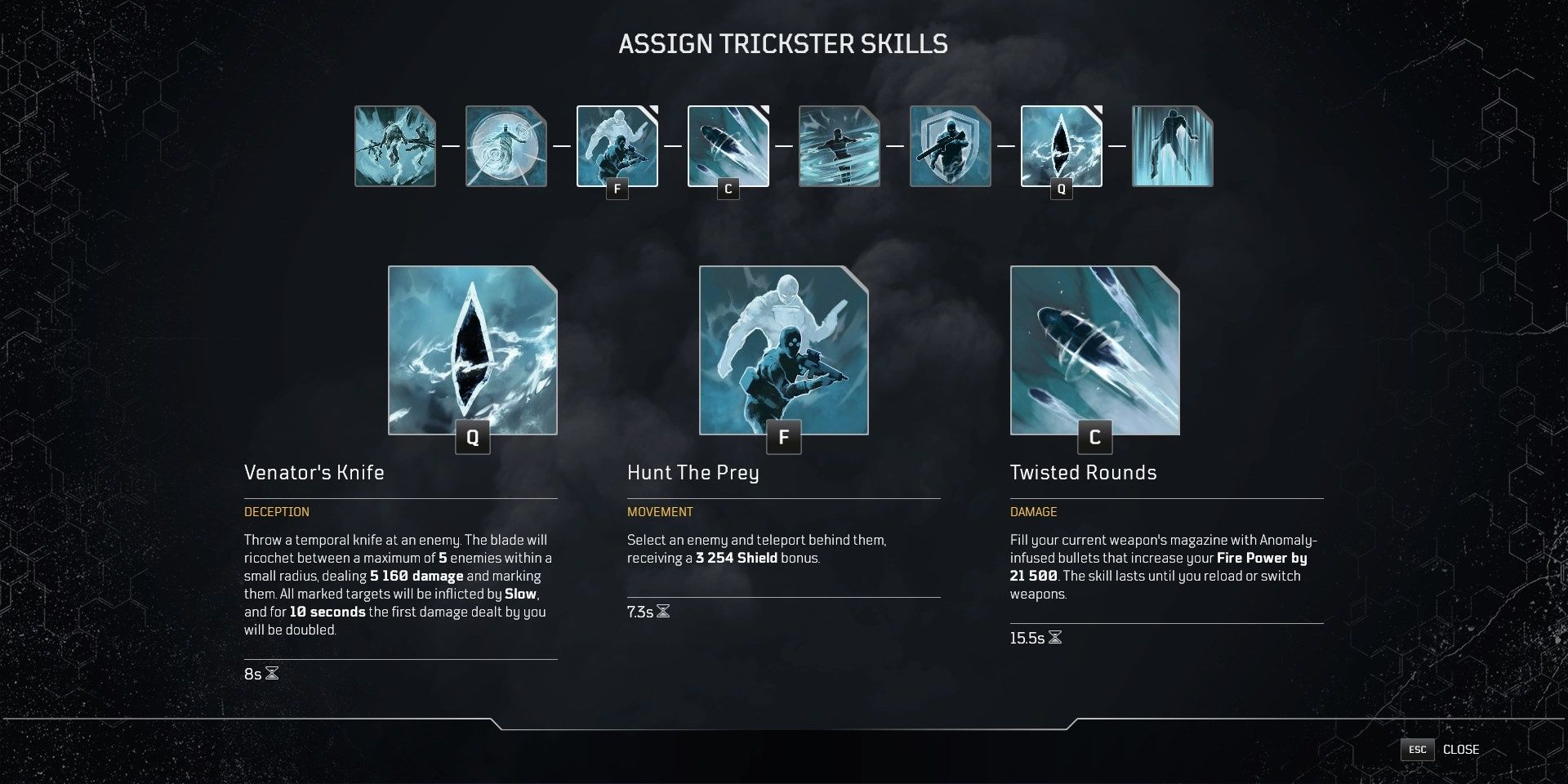Outriders Trickster Twisted Rounds Build Skills Menu
