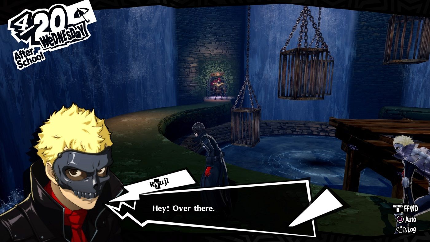 Persona 5 Royal Kamoshida's Palace Blue Will Seed doorway being guarded by a shadow