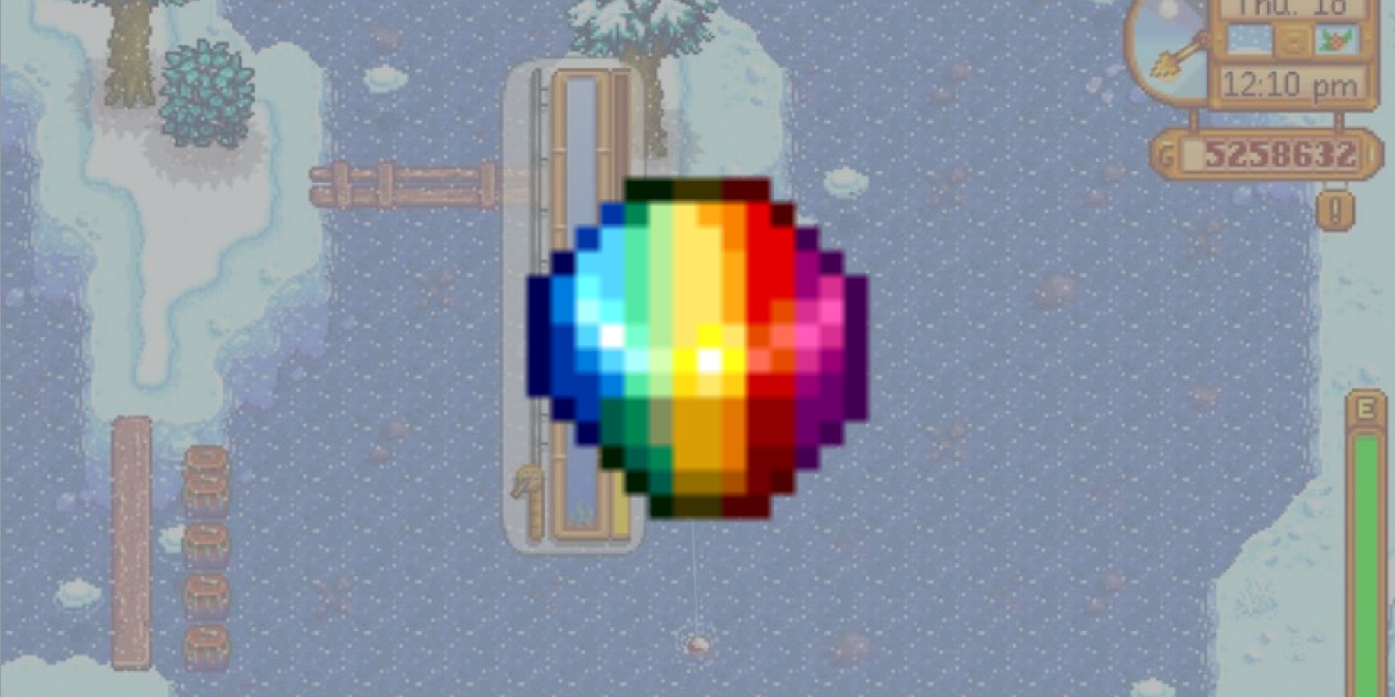 a prismatic shard with a player fishing in the background