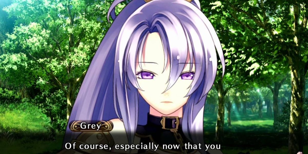 Grey looking at the viewer during a romance scene