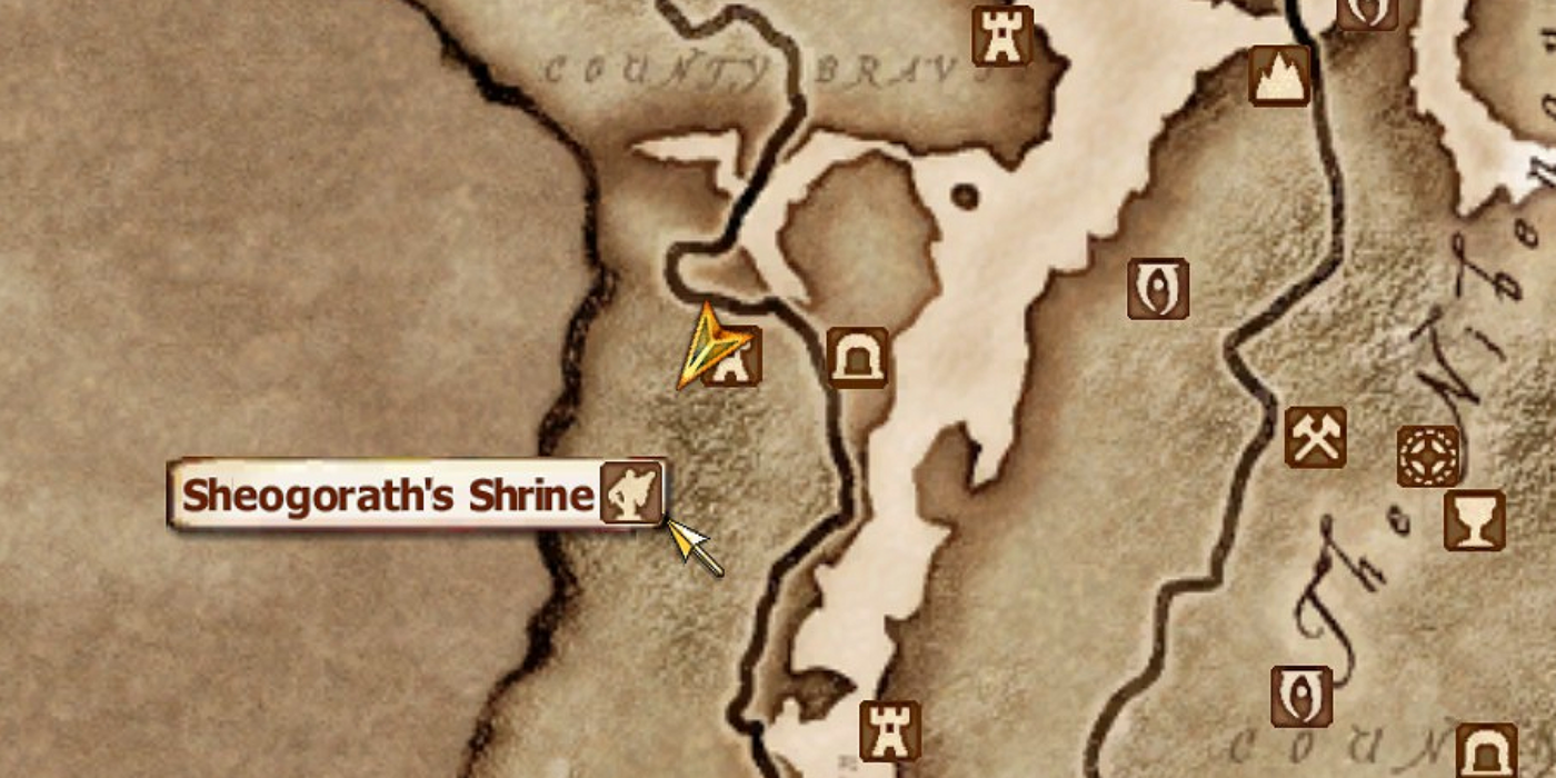 Sheogorath's shrine location on Oblivion's map