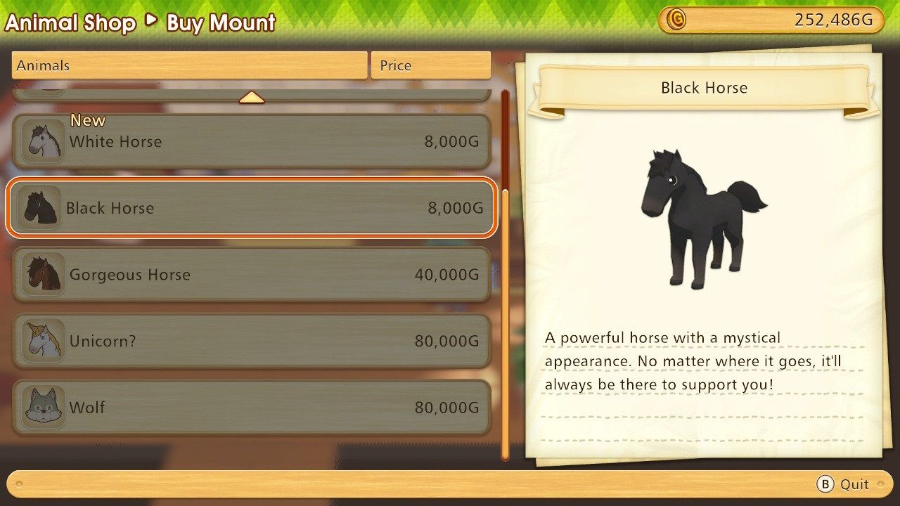 Story of Seasons Pioneers of Olive Town Black Horse