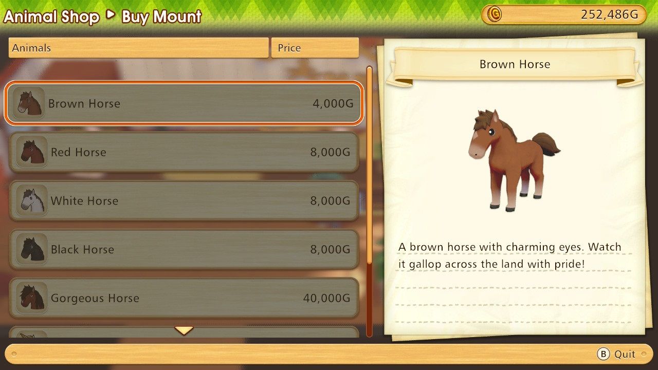 Story of Seasons Pioneers of Olive Town Brown Horse