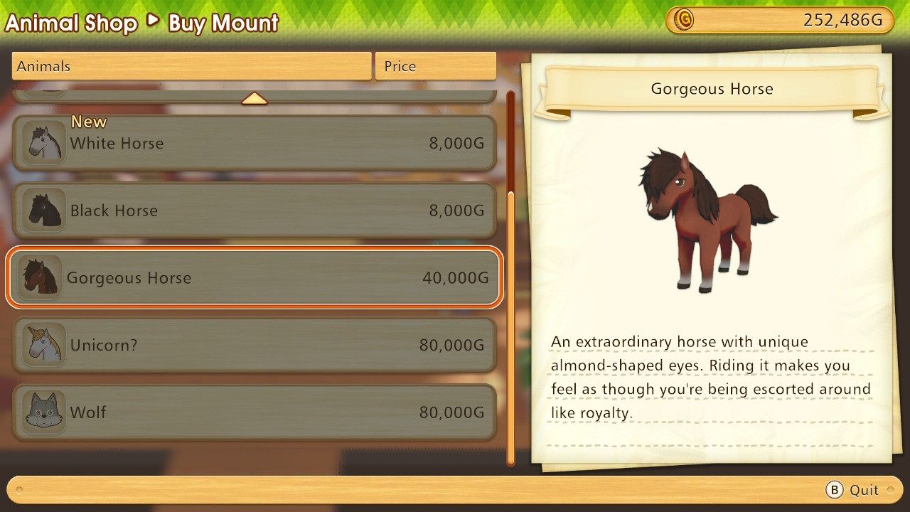 Story of Seasons Pioneers of Olive Town Gorgeous Horse