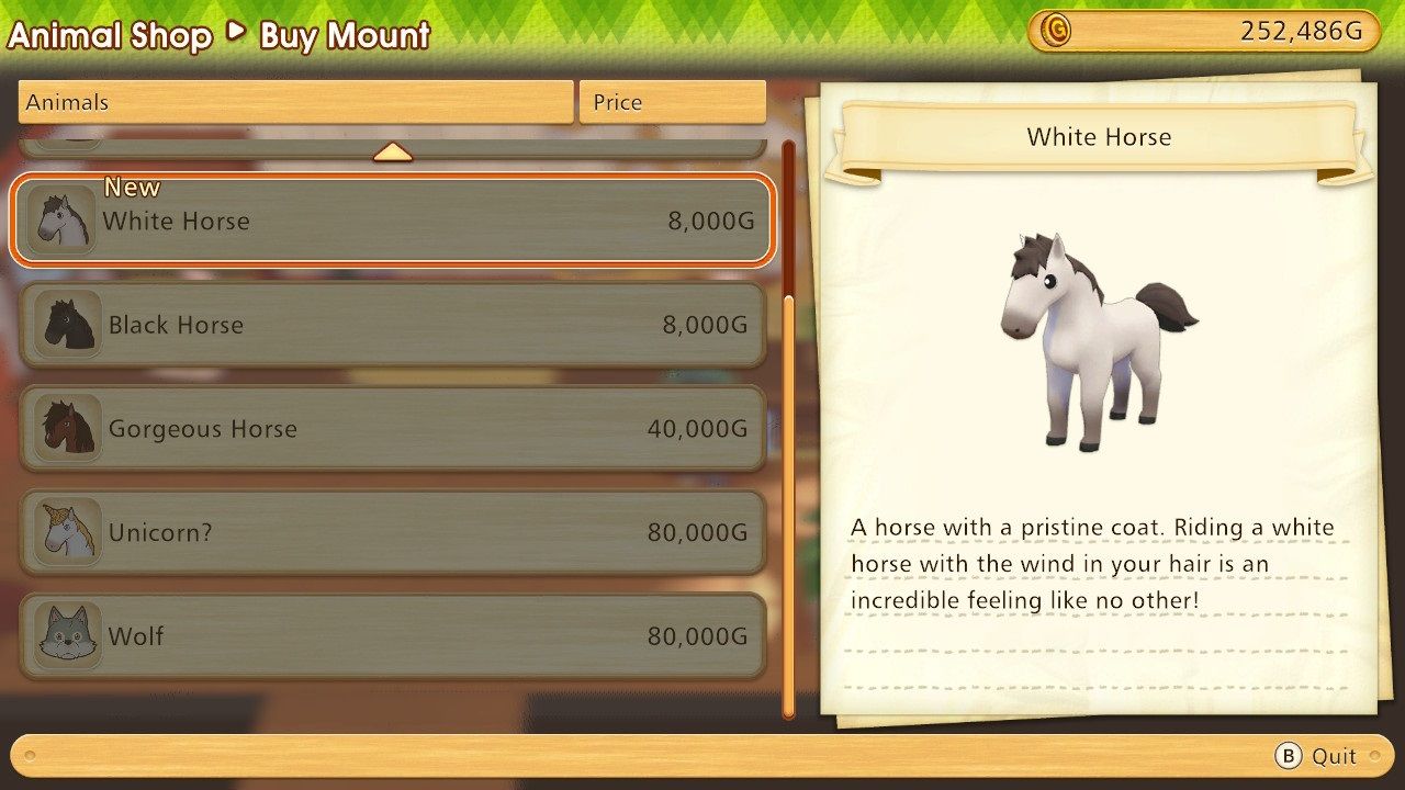 Story of Seasons Pioneers of Olive Town White Horse