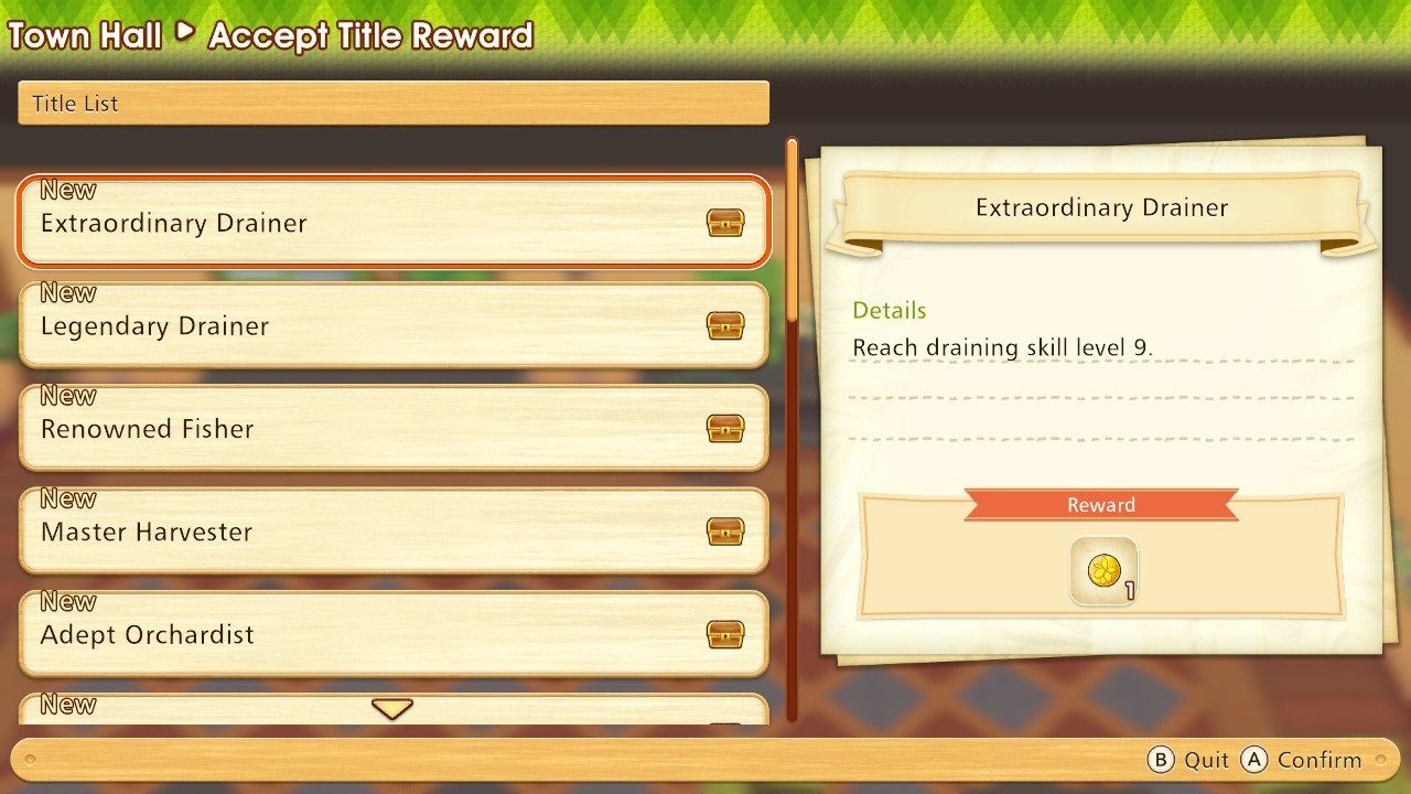 Story of Seasons Pioneers of Olive Town accepting title rewards