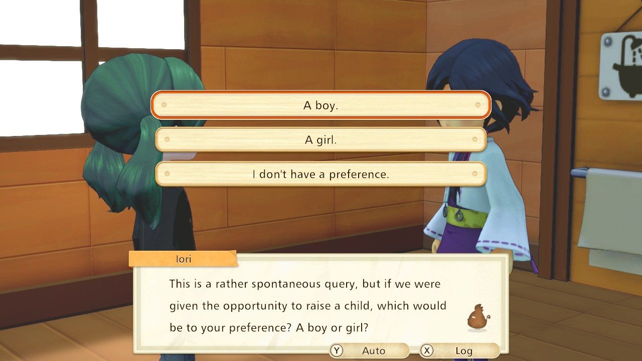 Story of Seasons Pioneers of Olive Town choosing a child's gender