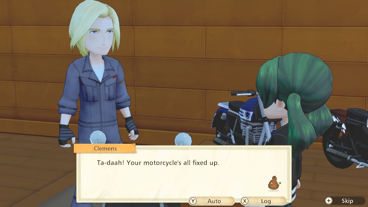 Story of Seasons Pioneers of Olive Town clemens fixing motorcycle