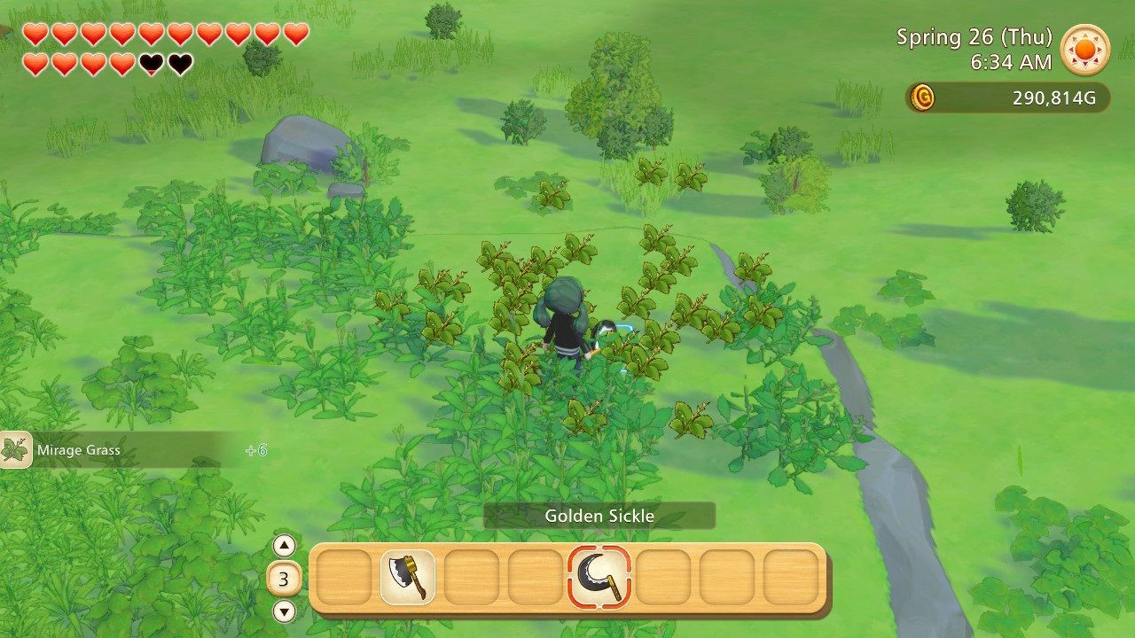 Story of Seasons Pioneers of Olive Town farming mirage grass at the Grassy Hill
