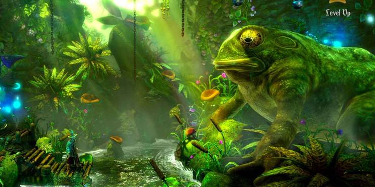 Trine 2 gameplay footage. Encountering a giant toad.