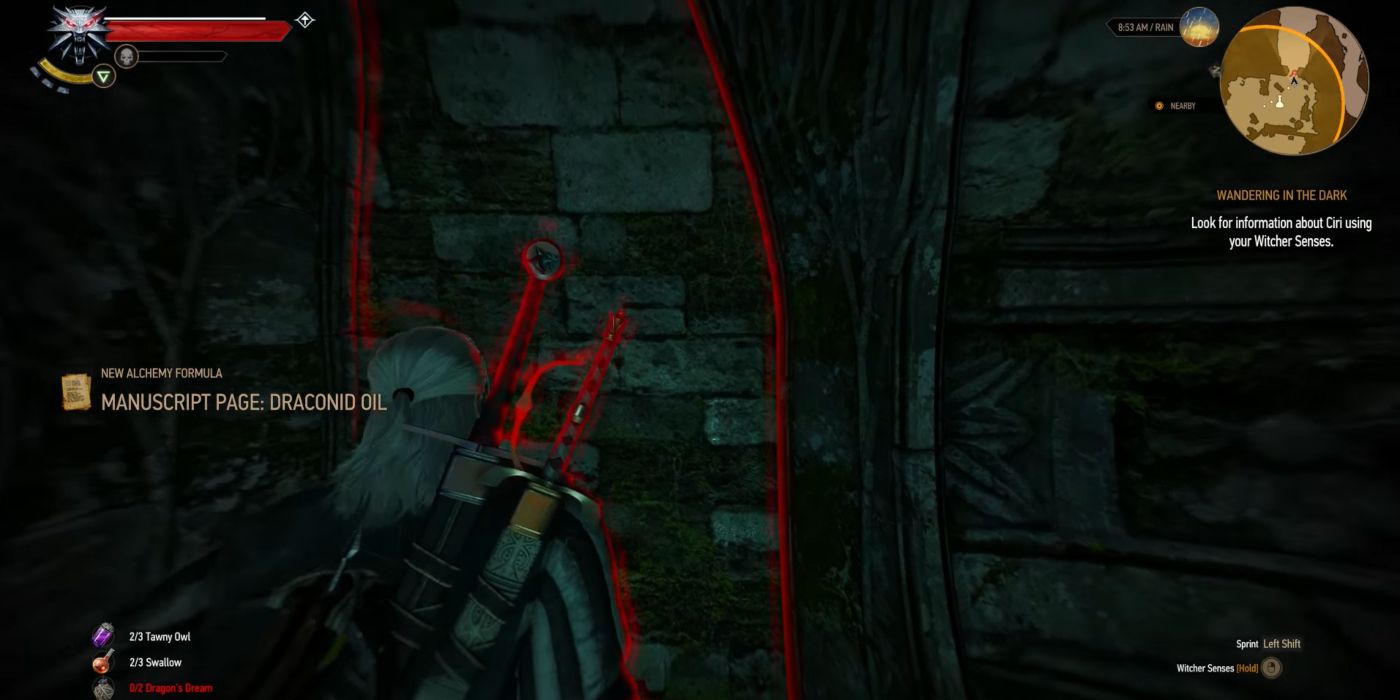 Witcher 3 Screenshot Of Geralt Finding Exit With Witcher Senses