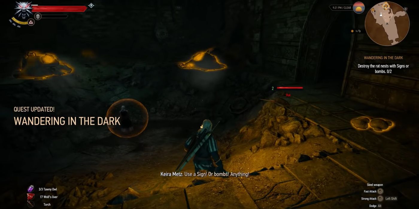 Witcher 3 Screenshot Of Geralt Saving Keira From Rats