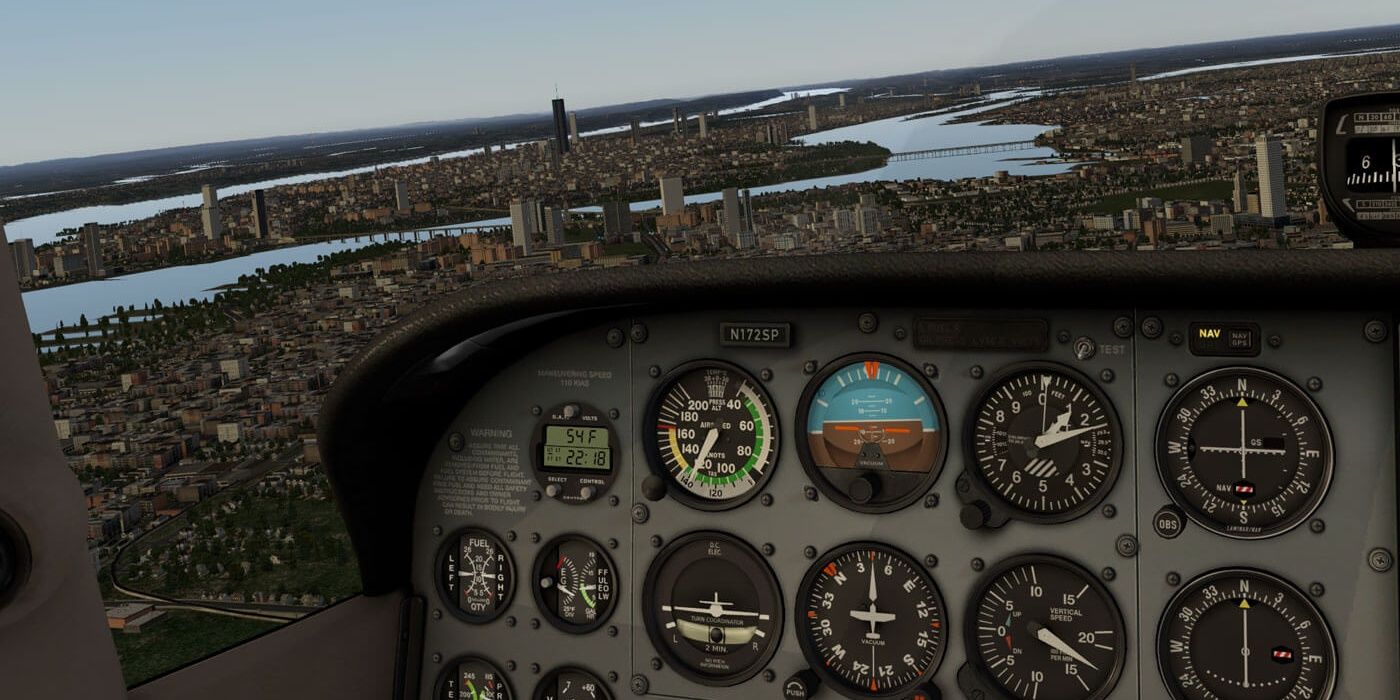 Detailed interior of Cessna 172 cockpit in X-Plane 11