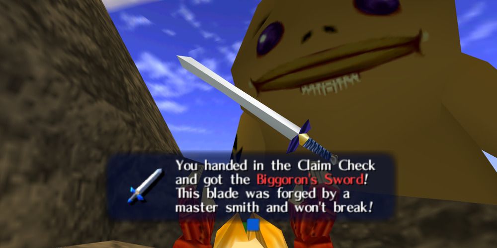 The Biggoron's Sword at the end of the trading sequence in Ocarina of Time