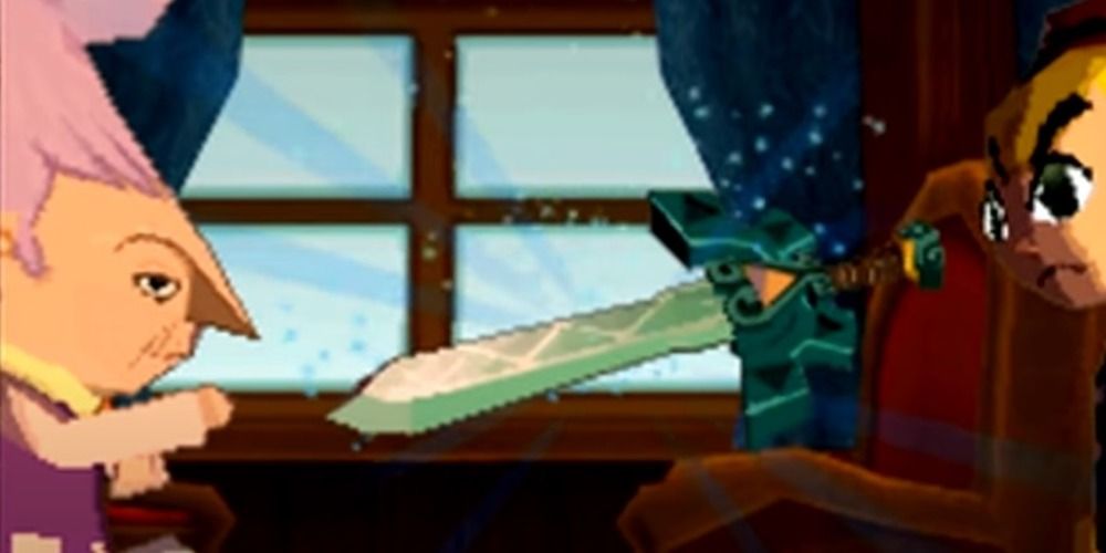 Link obtaining the Lokomo Sword in Spirit Tracks
