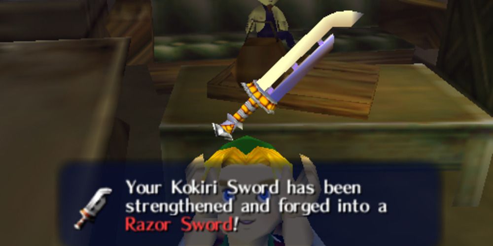 Link receiving the Razor Sword in Majora's Mask