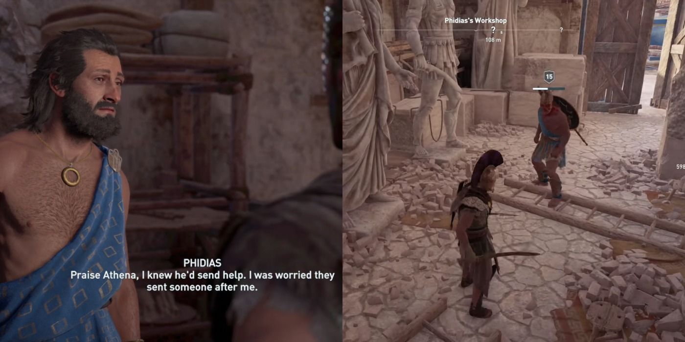 Phidias escapes imprisonment in Assassin's Creed Odyssey