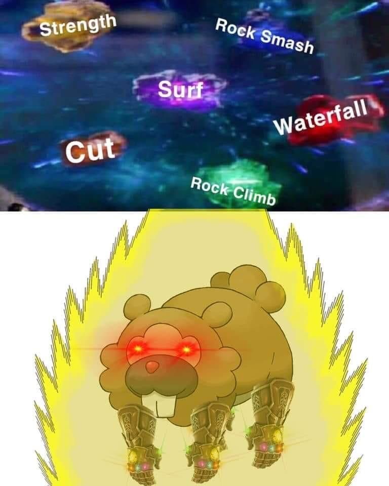 Bidoof the pokemon in a meme that is themed after Thanos