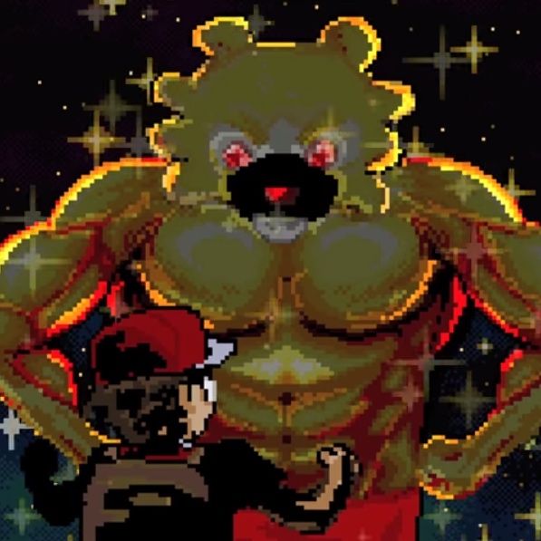 Red the trainer and a muscled Bidoof