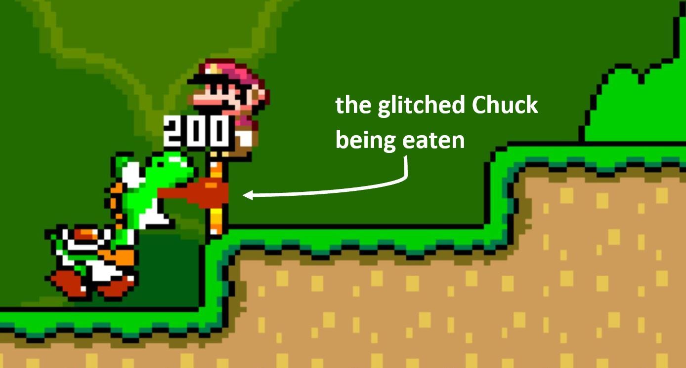 Super Mario World Yoshi Eating Chargin Chuck
