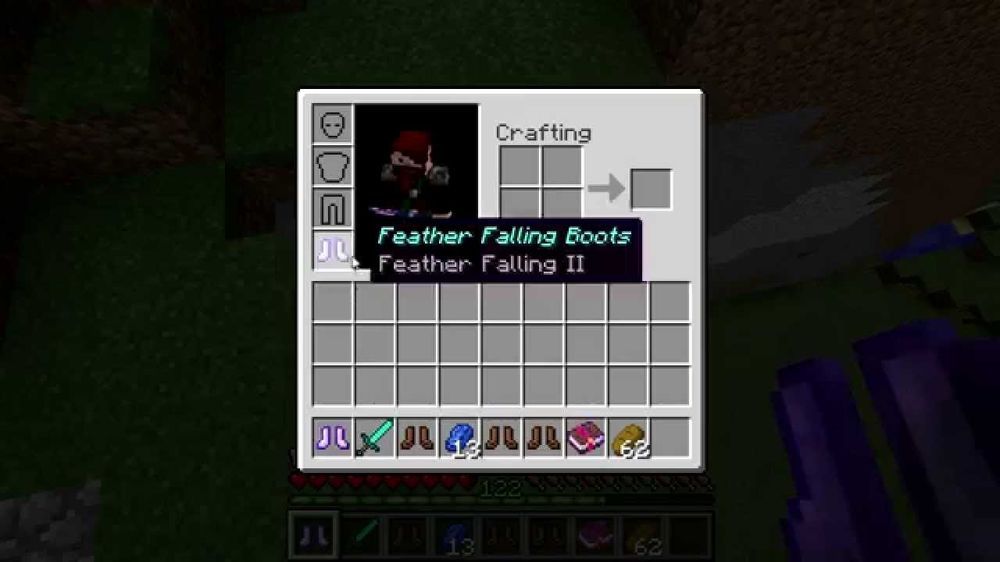 feather falling enchantment shows on boots