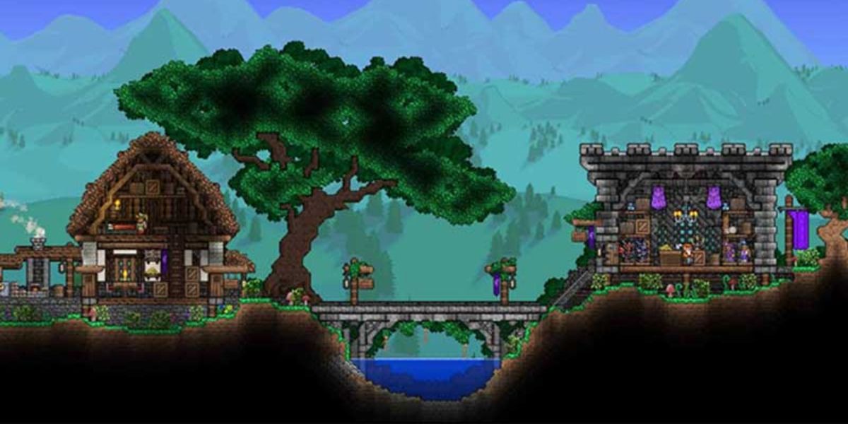 A screenshot of Terraria's world environment.