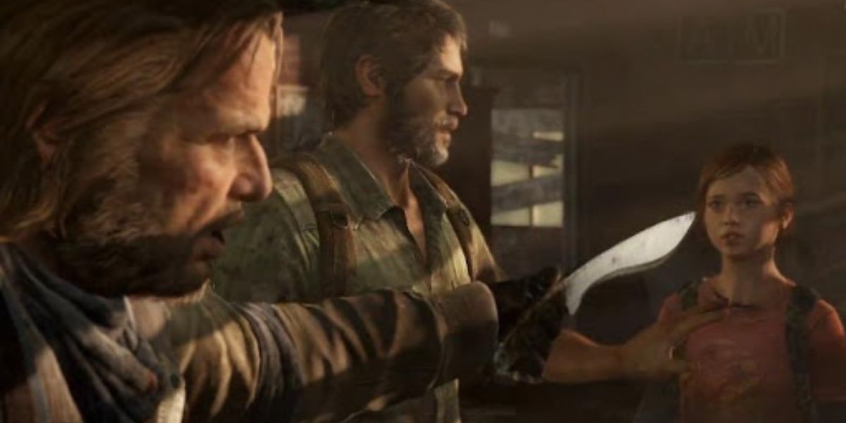 bill holding his machete, the last of us