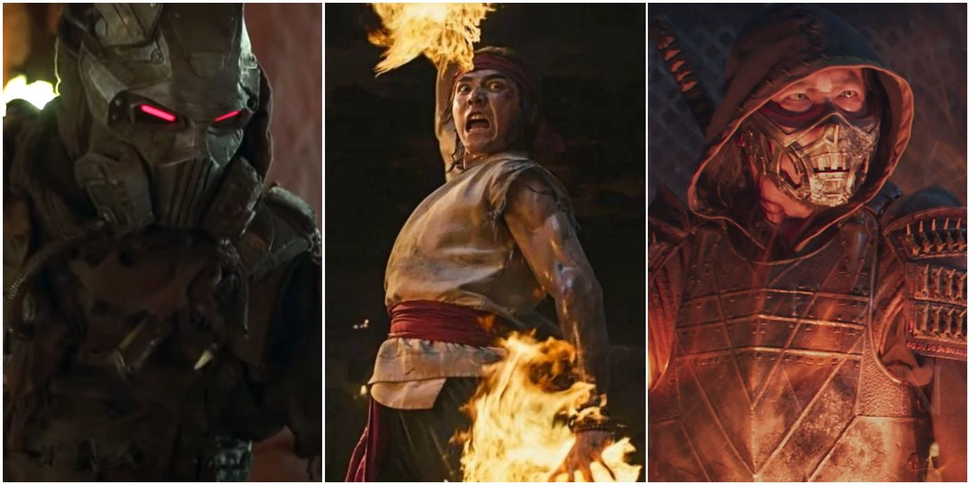 A collage showing Kabal, Liu Kang and Scorpion in the new Mortal Kombat film