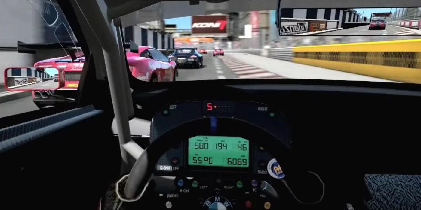 the view from the cockpit as other drivers are passed