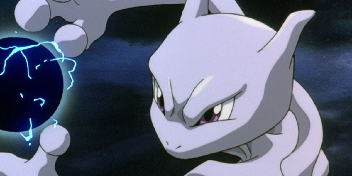 Mewtwo attacking a Pokemon with Shadow Ball in the first Pokemon movie