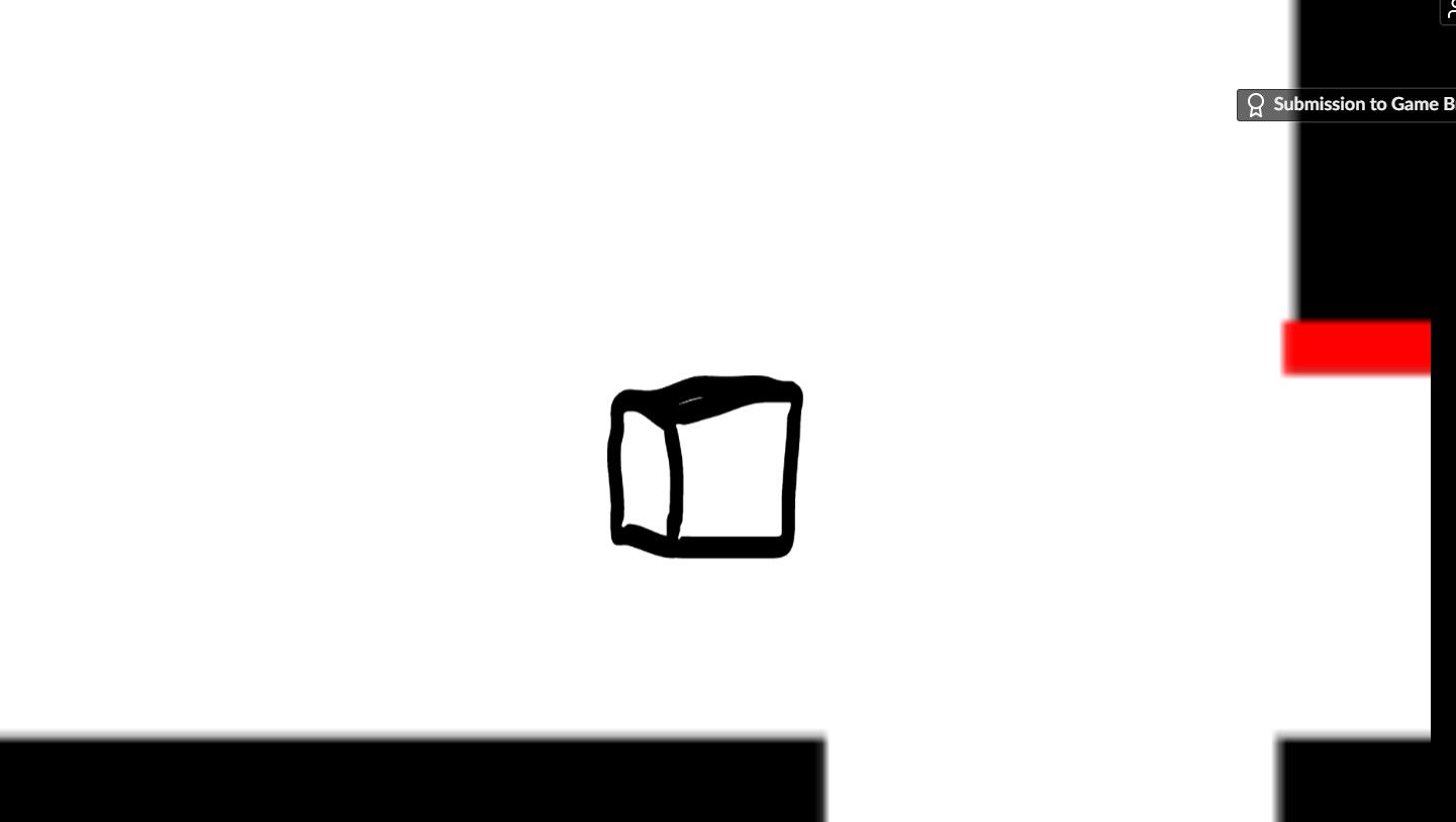 a poorly drawn cube on a black level with a white background