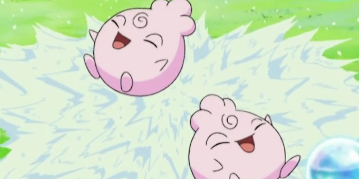 Two Igglybuff Playing Together in the Pokemon Anime