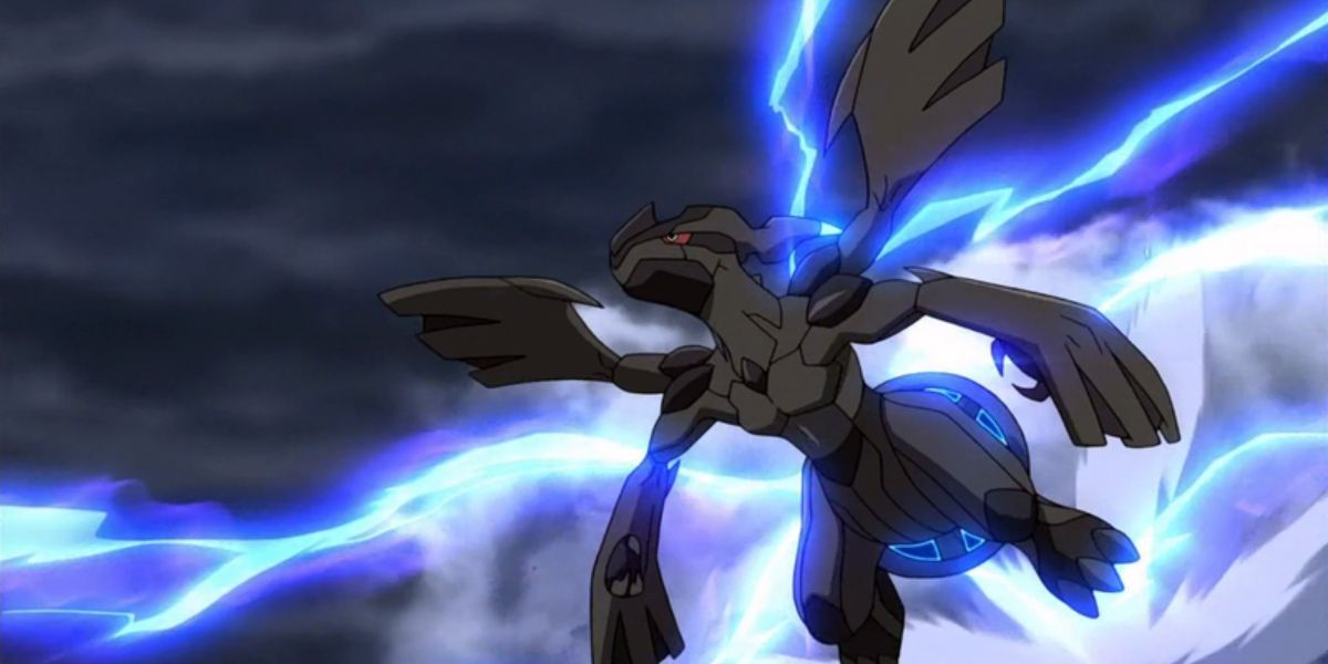 zekrom producing lightning in the sky, pokemon