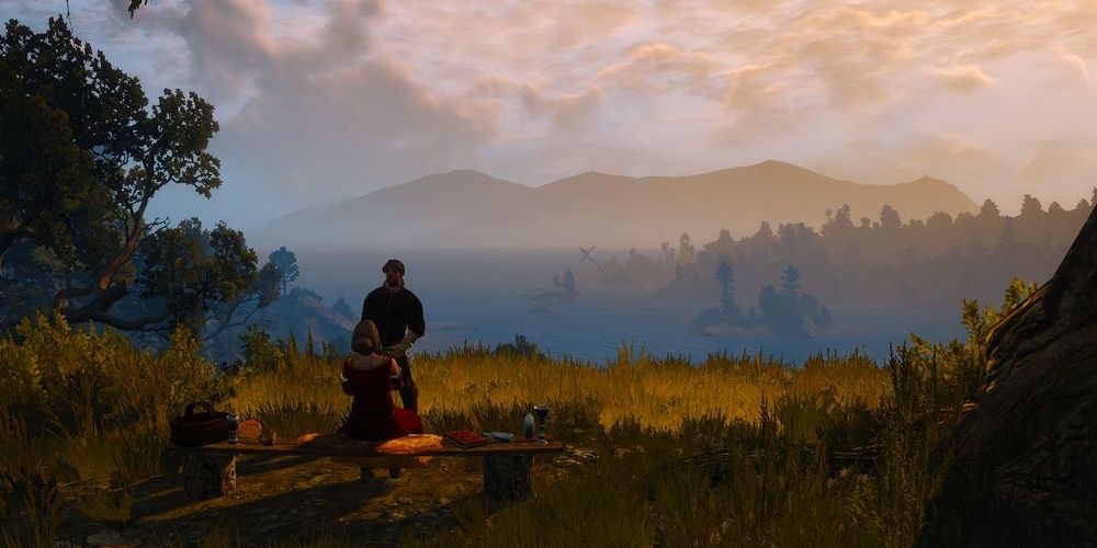 novigrad bench romance sunset