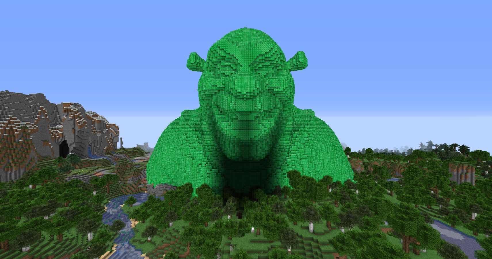 Shrek S Head Has Been Built Out Of Emerald Blocks In Minecraft