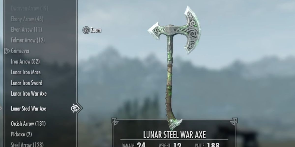 steel war axe in inventory, skyrim