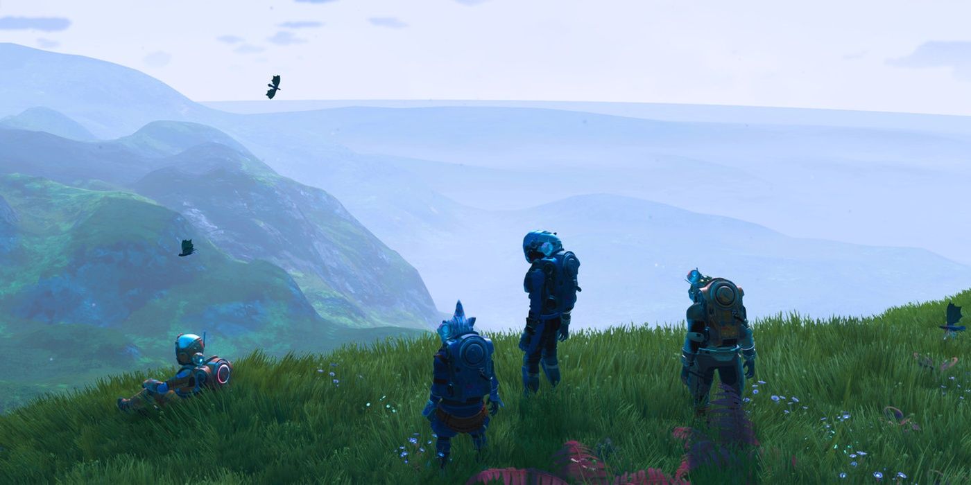 No Man's Sky Four Players On Hill