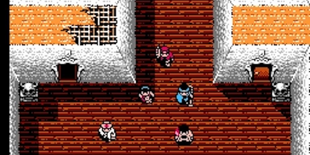 All five playable characters in one room from Sweet Home.