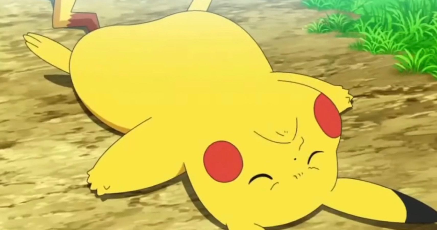 a tired pikachu
