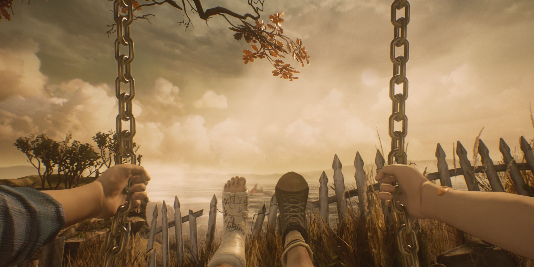 First-person view from swing in What Remains Of Edith Finch