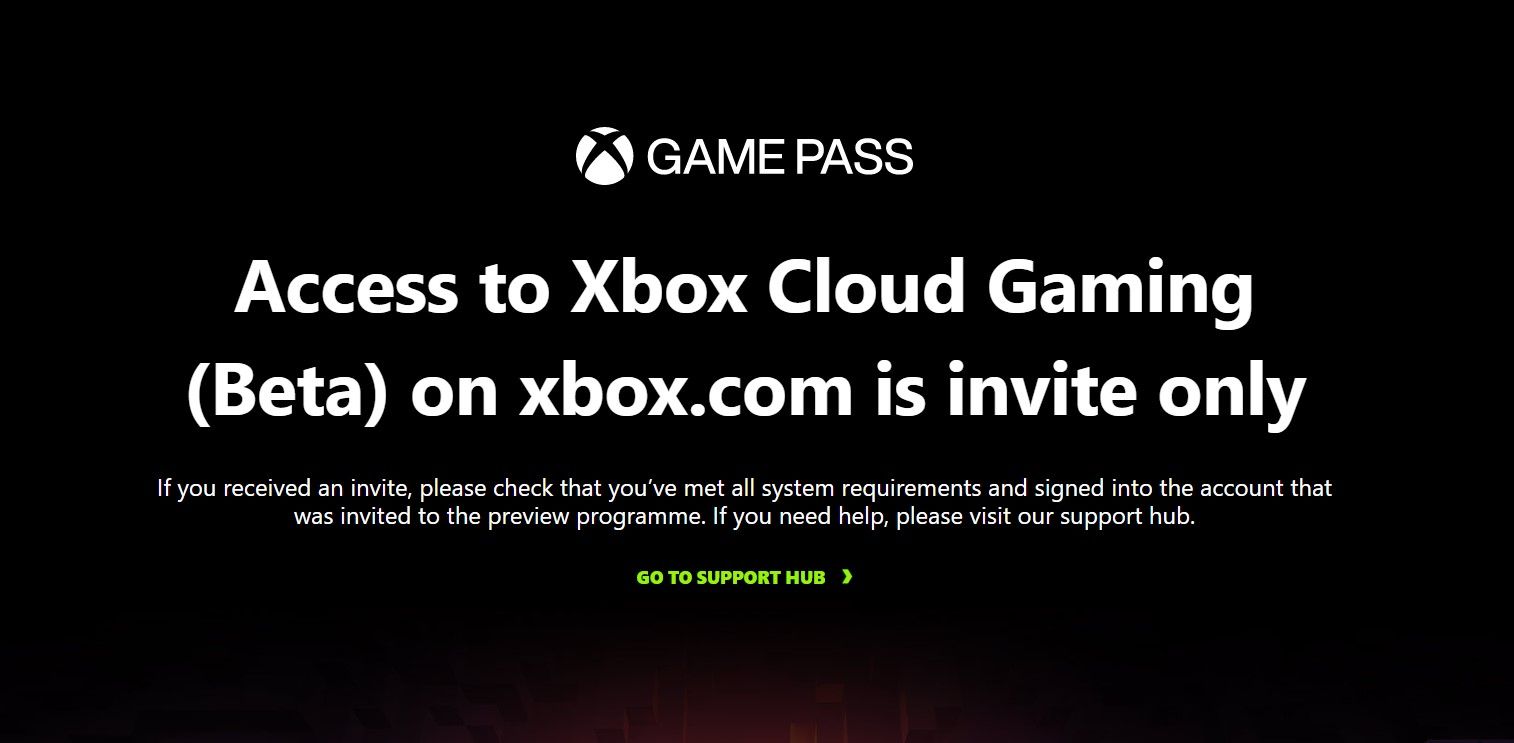 Every time I try to use Xbox cloud gaming, I get this error (Note: This IS  someone elses screenshot, I wont even try to get one right now because the  servers are
