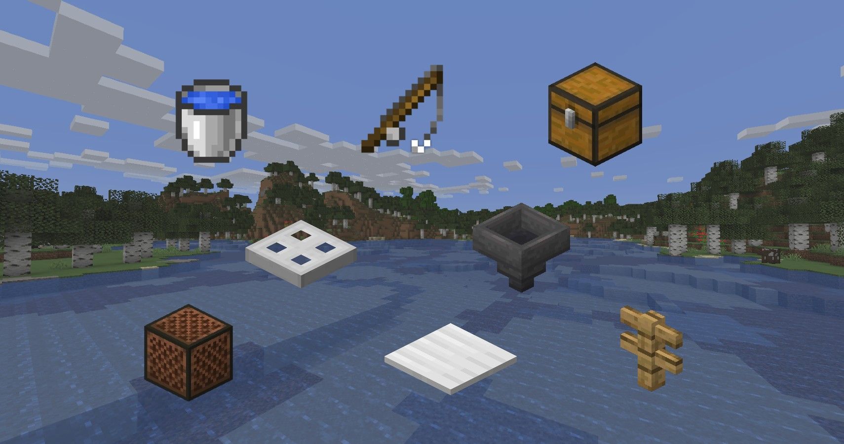 Materials to make an AFK fishing farm in Minecraft